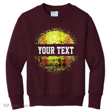 Personalized Softball Custom Name Family School Team Kids Sweatshirt