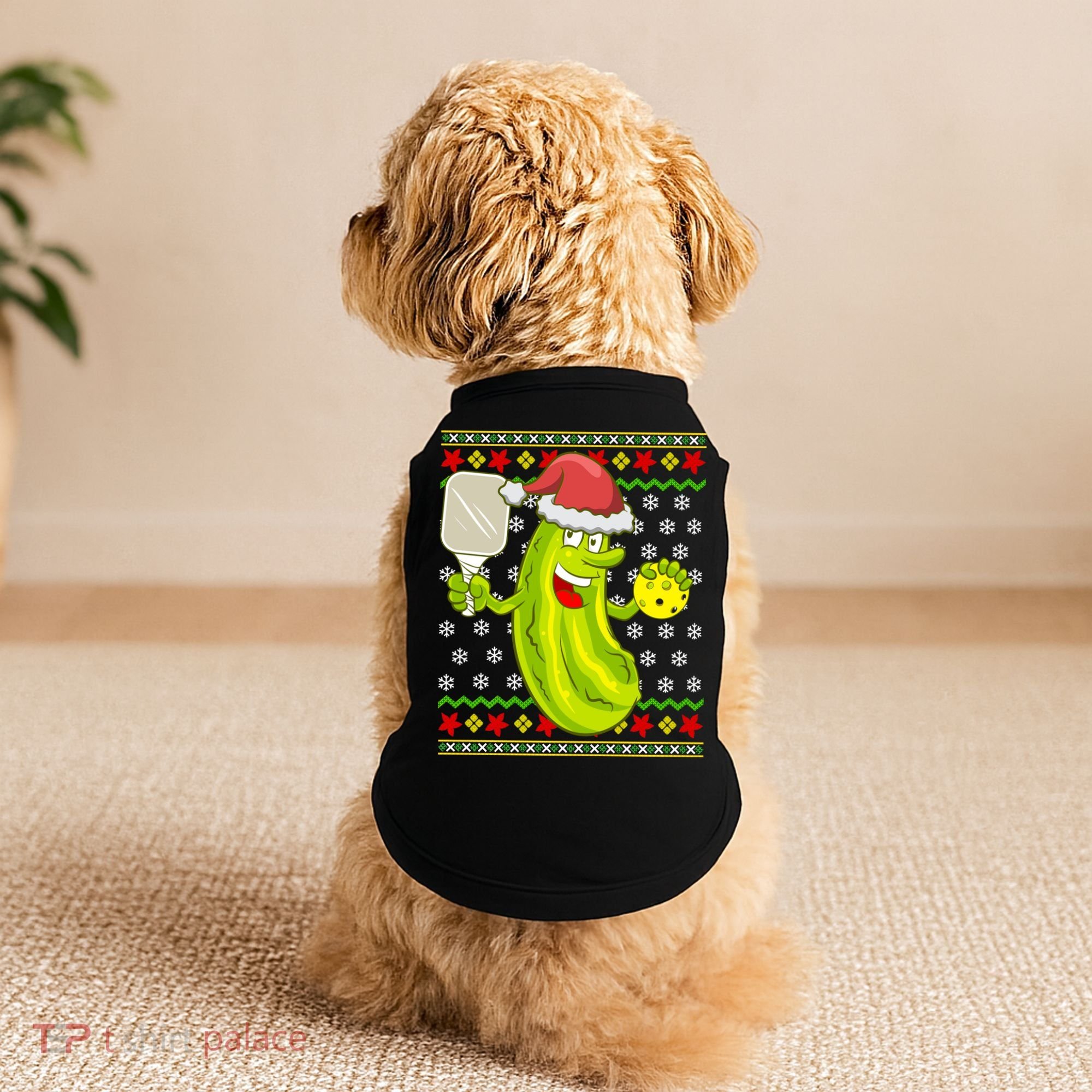Pickleball Santa Claus Ugly Christmas Pattern Cool Gift Doggie Tank