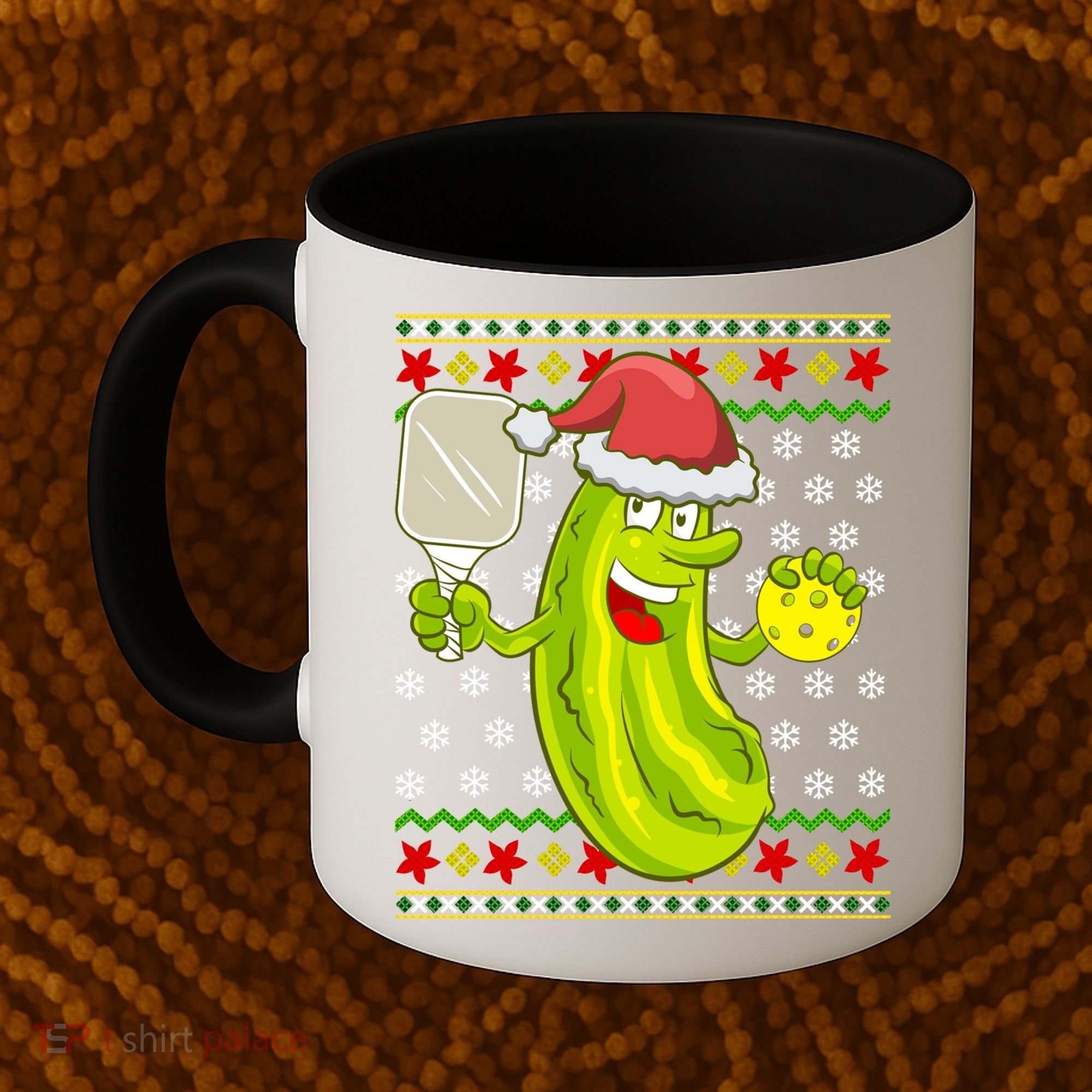 Pickleball Santa Claus Ugly Christmas Pattern Cool Gift Coffee Mug