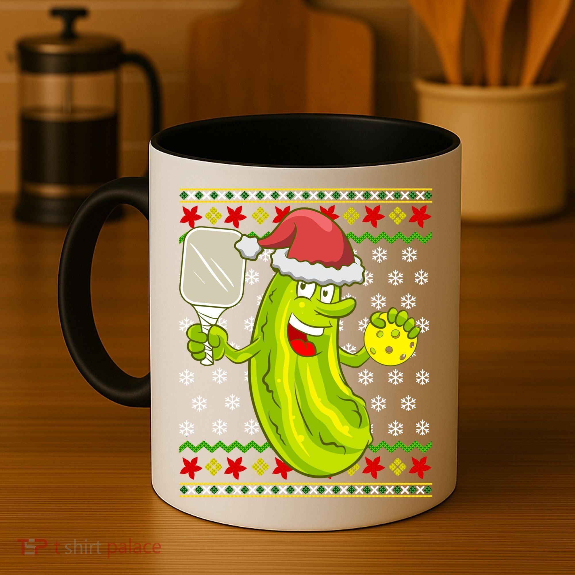Pickleball Santa Claus Ugly Christmas Pattern Cool Gift Coffee Mug