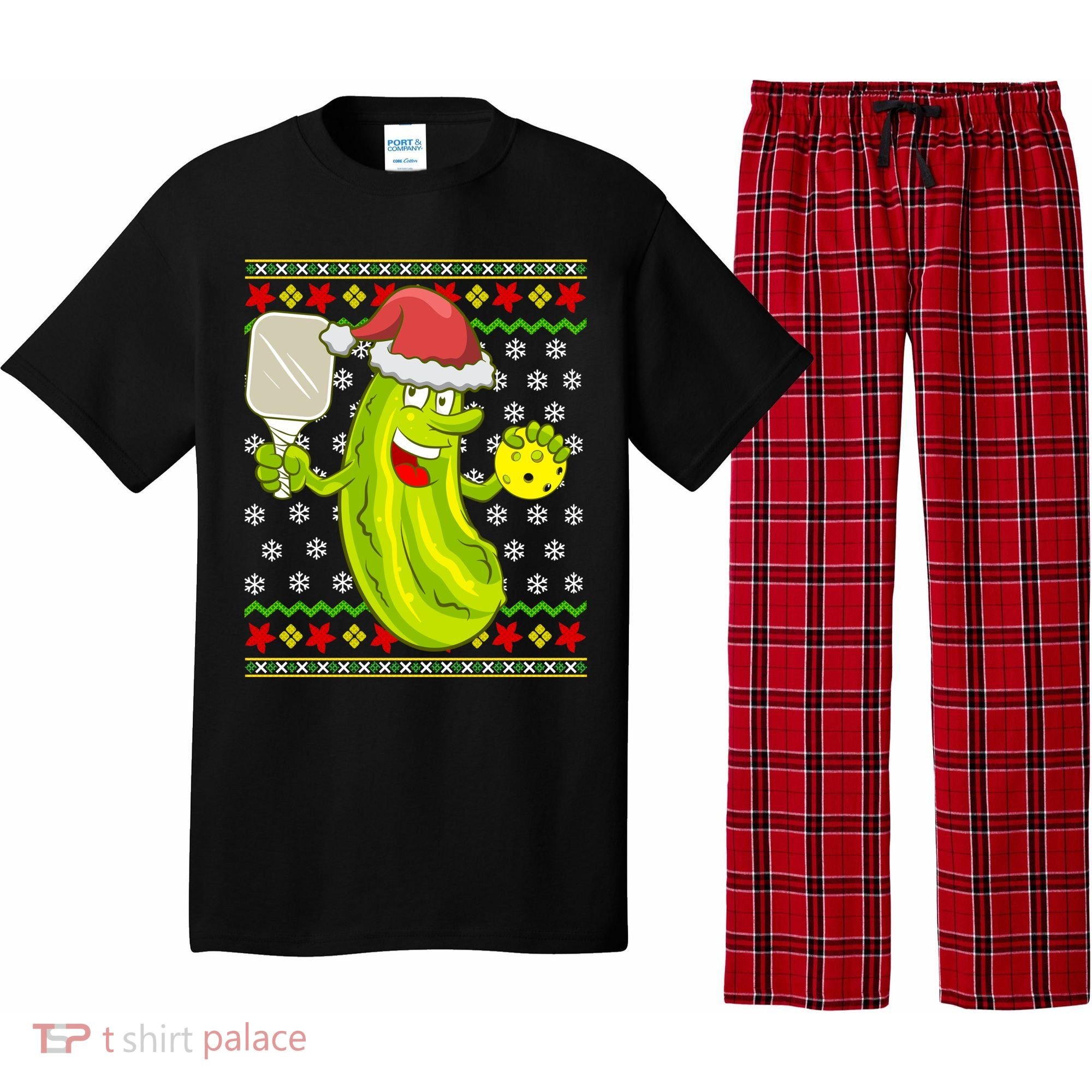 Pickleball Santa Claus Ugly Christmas Pattern Cool Gift Pajama Set