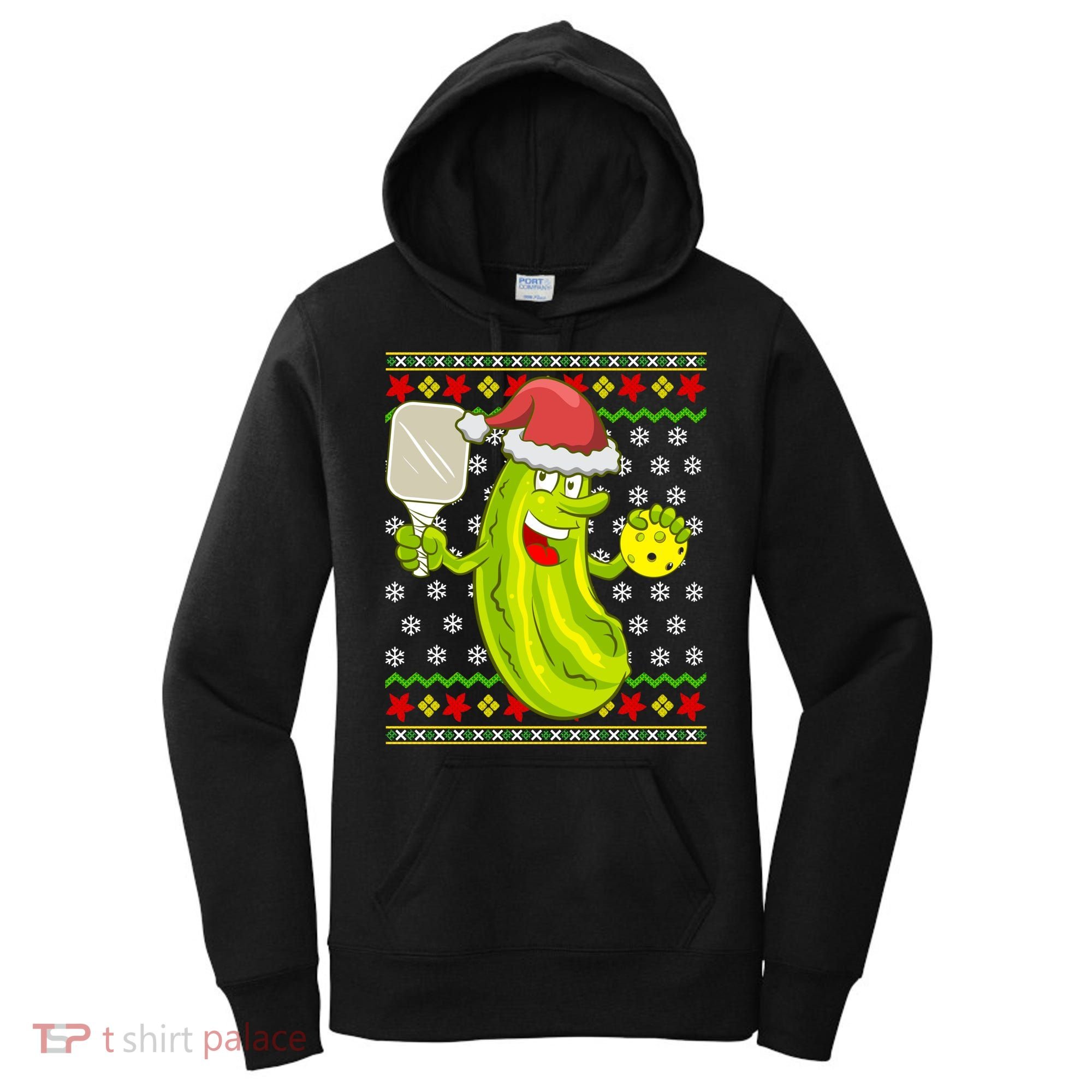 Pickleball Santa Claus Ugly Christmas Pattern Cool Gift Women's Hoodie