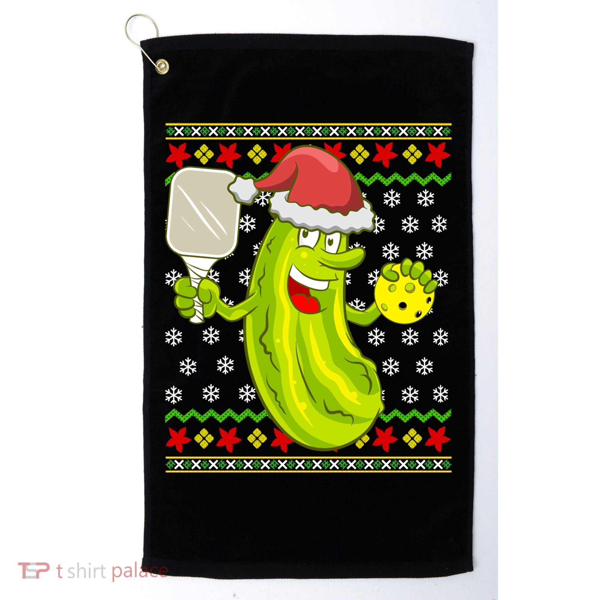 Pickleball Santa Claus Ugly Christmas Pattern Cool Gift Golf Towel