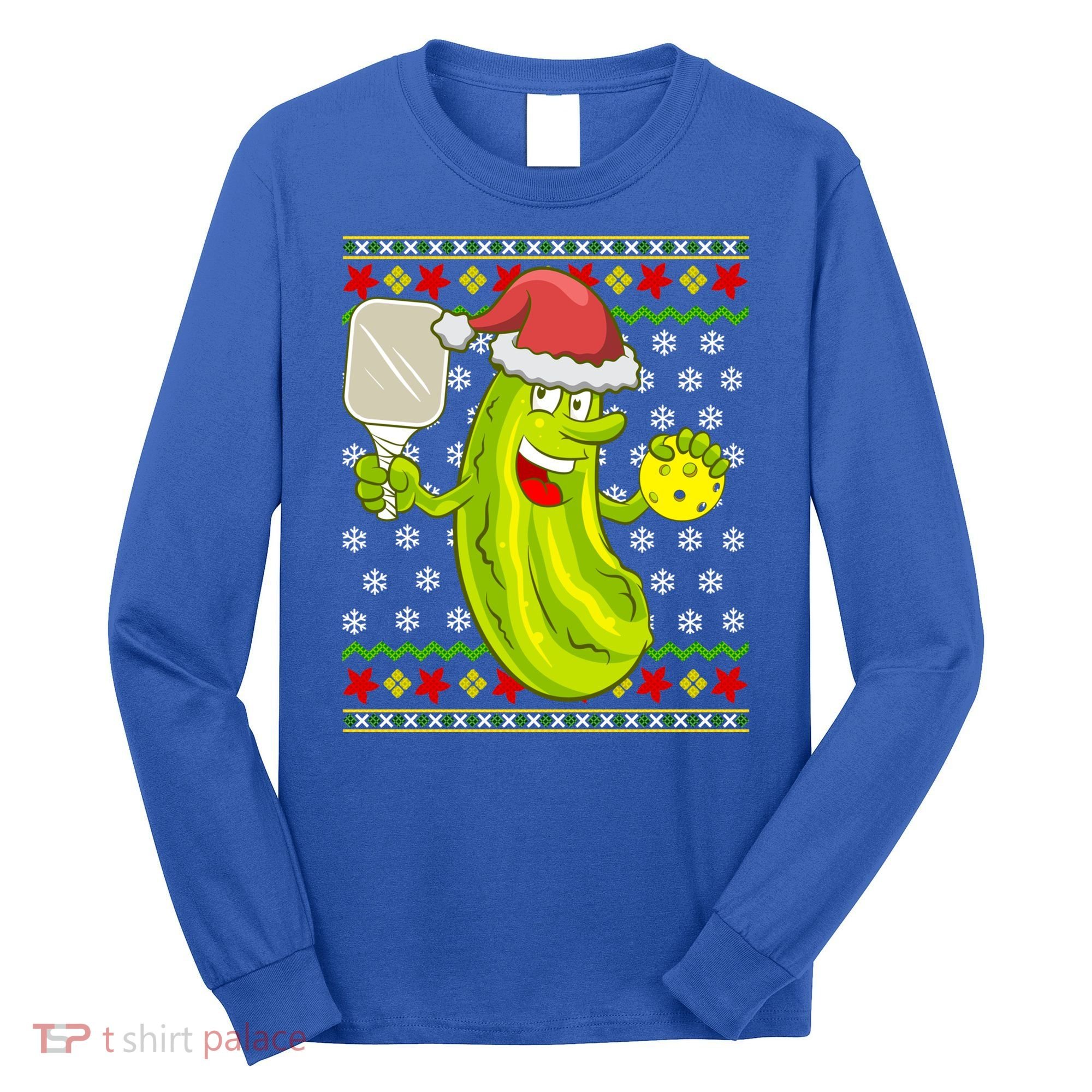 Pickleball Santa Claus Ugly Christmas Pattern Cool Gift Long Sleeve Shirt