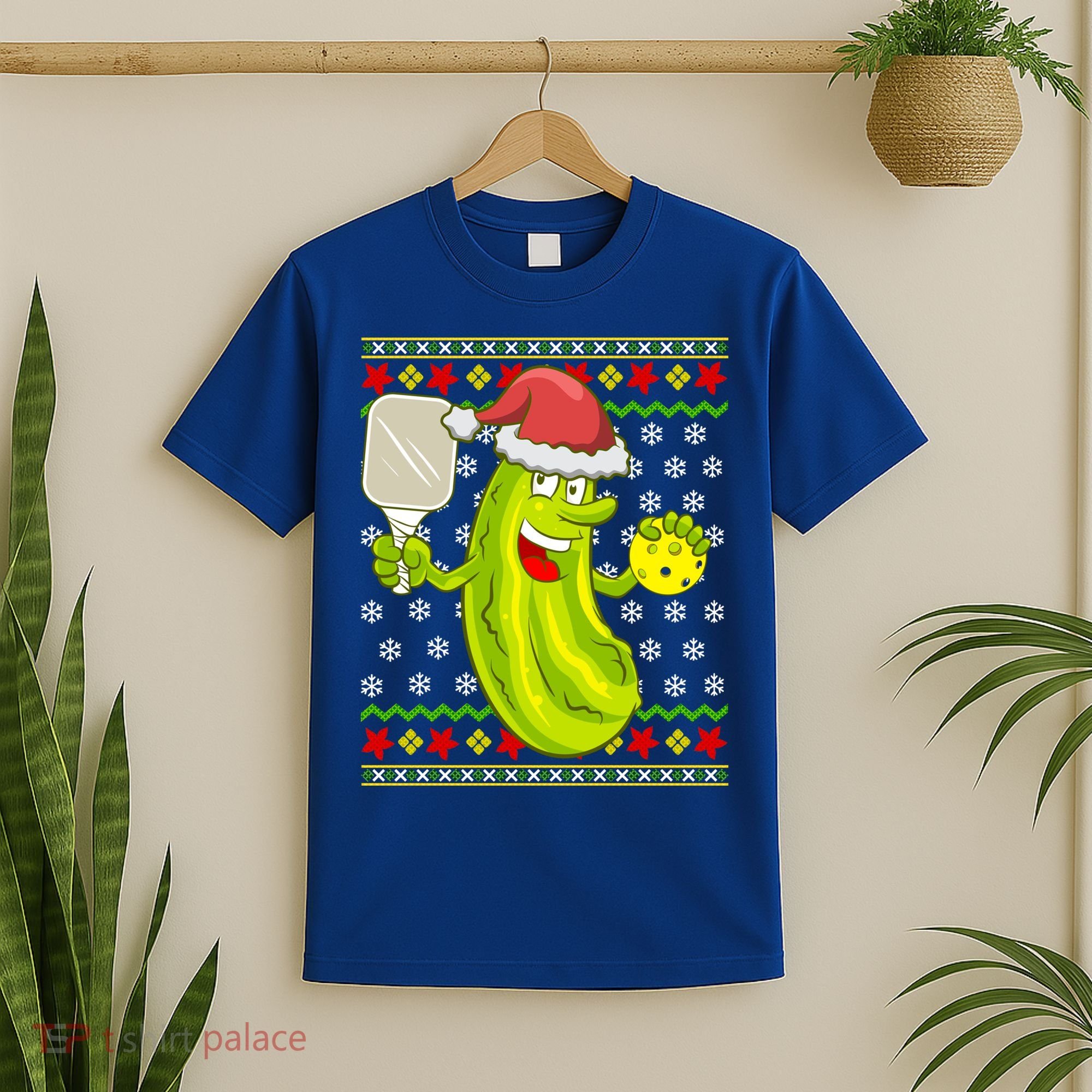 Pickleball Santa Claus Ugly Christmas Pattern Cool Gift T-Shirt