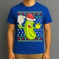 Pickleball Santa Claus Ugly Christmas Pattern Cool Gift T-Shirt thumb 3