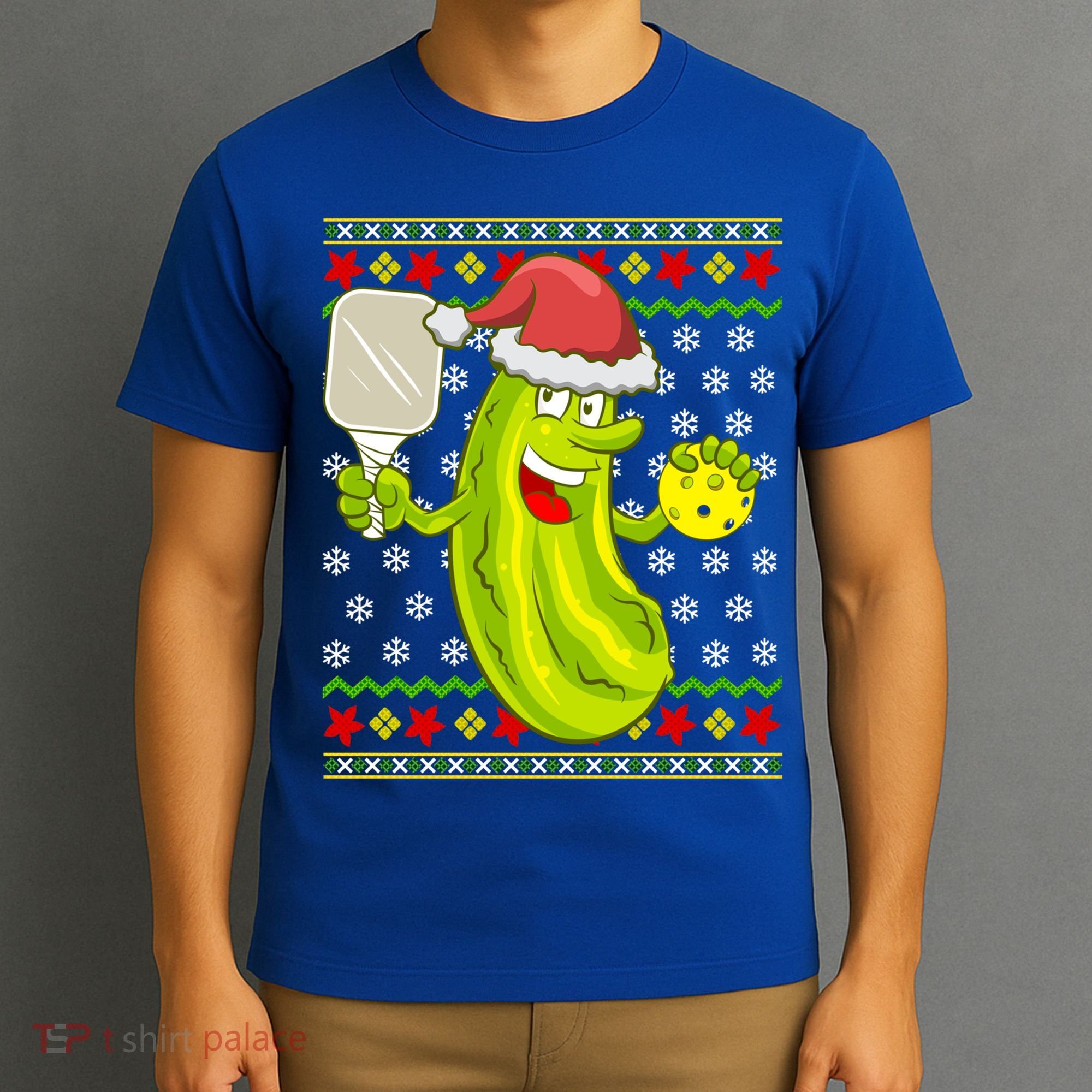 Pickleball Santa Claus Ugly Christmas Pattern Cool Gift T-Shirt