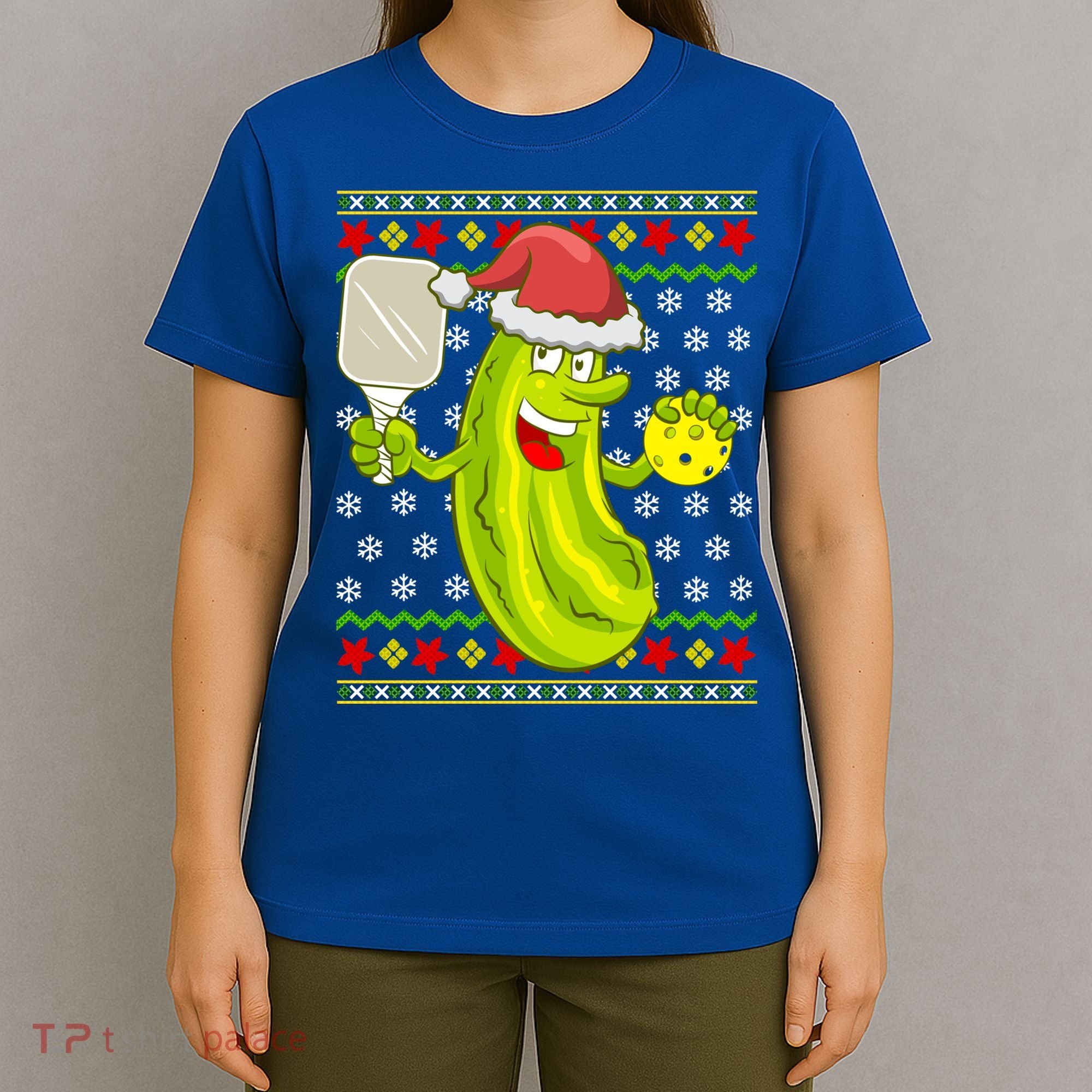 Pickleball Santa Claus Ugly Christmas Pattern Cool Gift T-Shirt