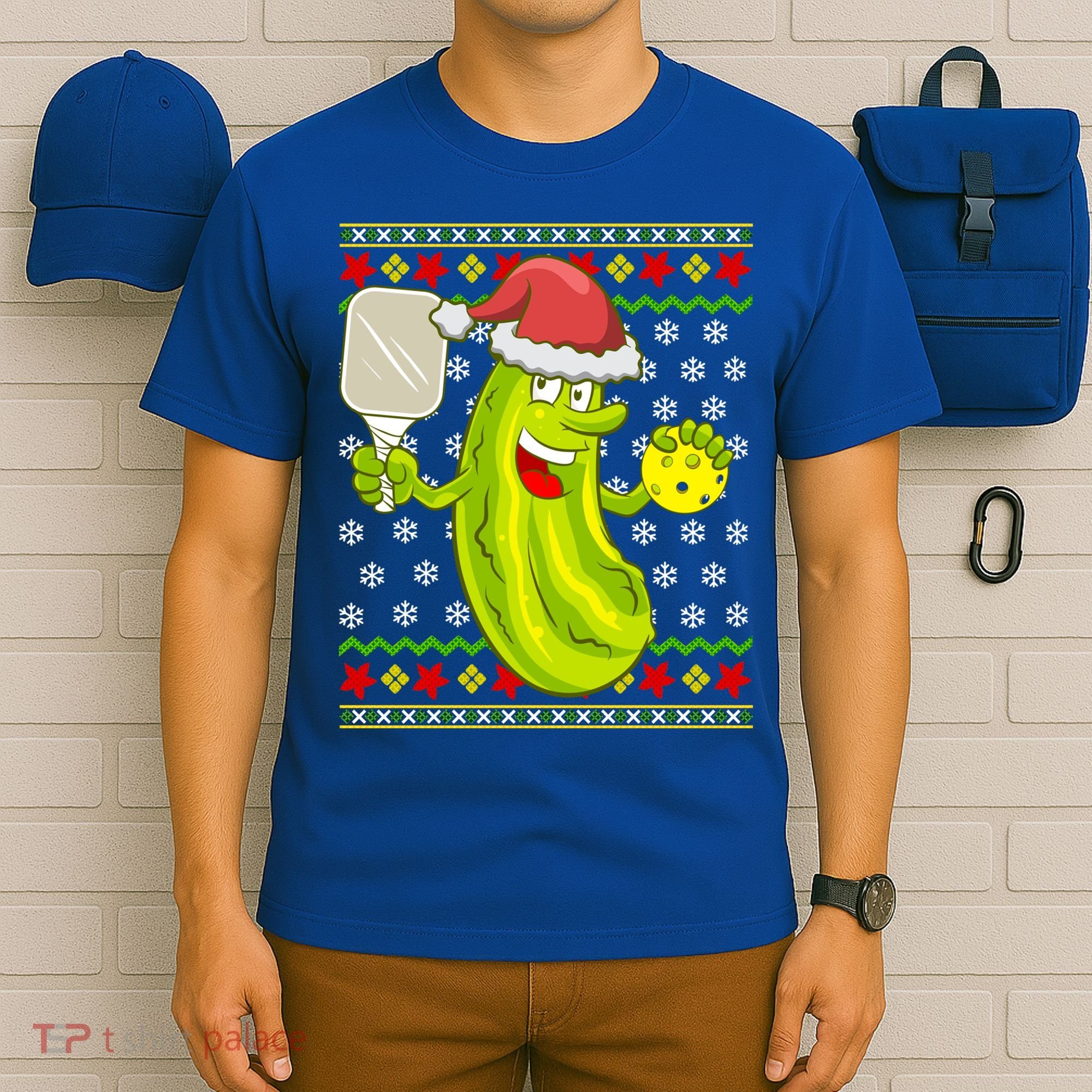 Pickleball Santa Claus Ugly Christmas Pattern Cool Gift T-Shirt