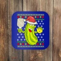 Pickleball Santa Claus Ugly Christmas Pattern Cool Gift Coaster thumb 0