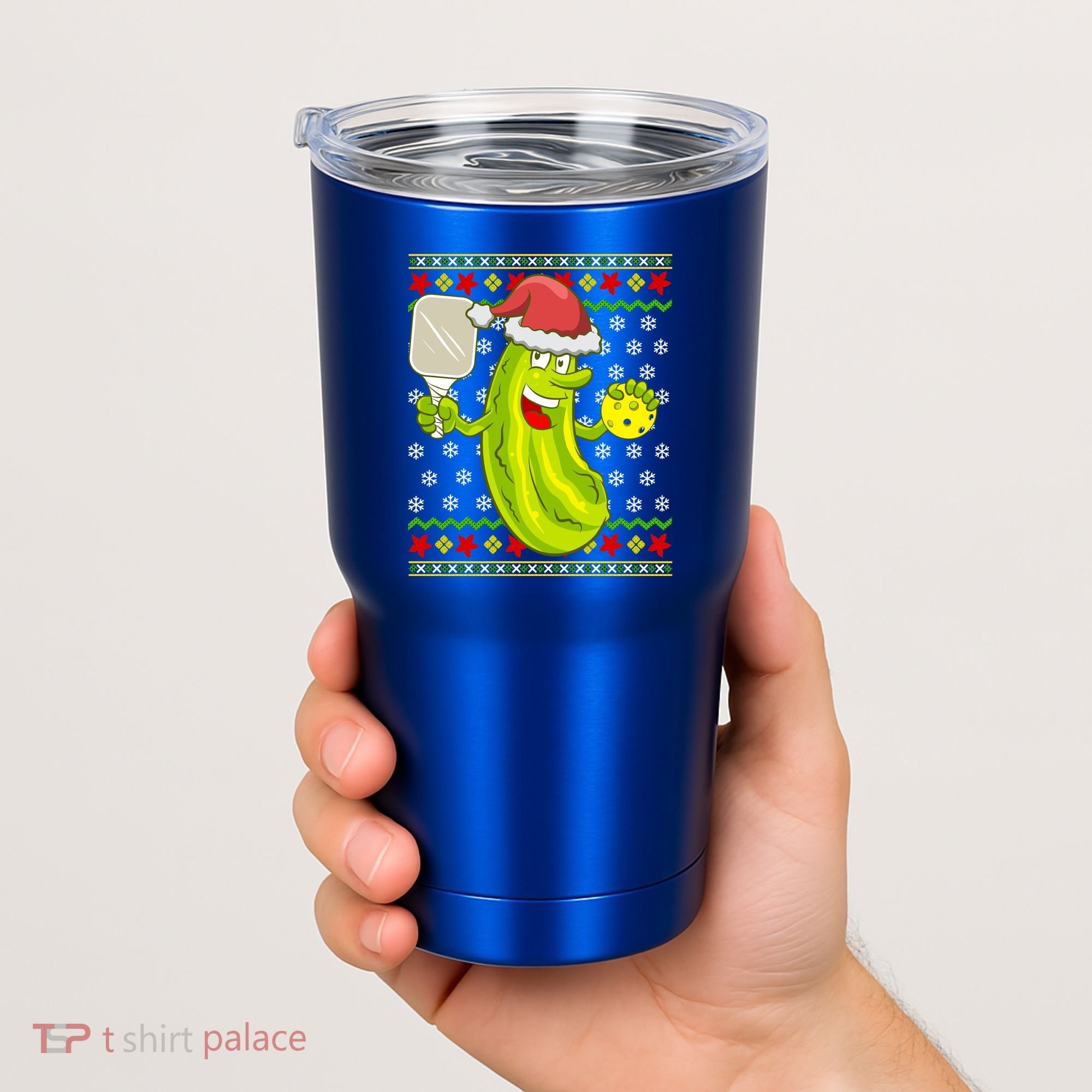 Pickleball Santa Claus Ugly Christmas Pattern Cool Gift Tumbler