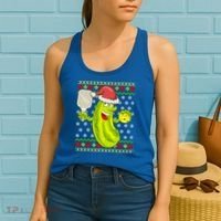 Pickleball Santa Claus Ugly Christmas Pattern Cool Gift Women's Tank Top thumb 2