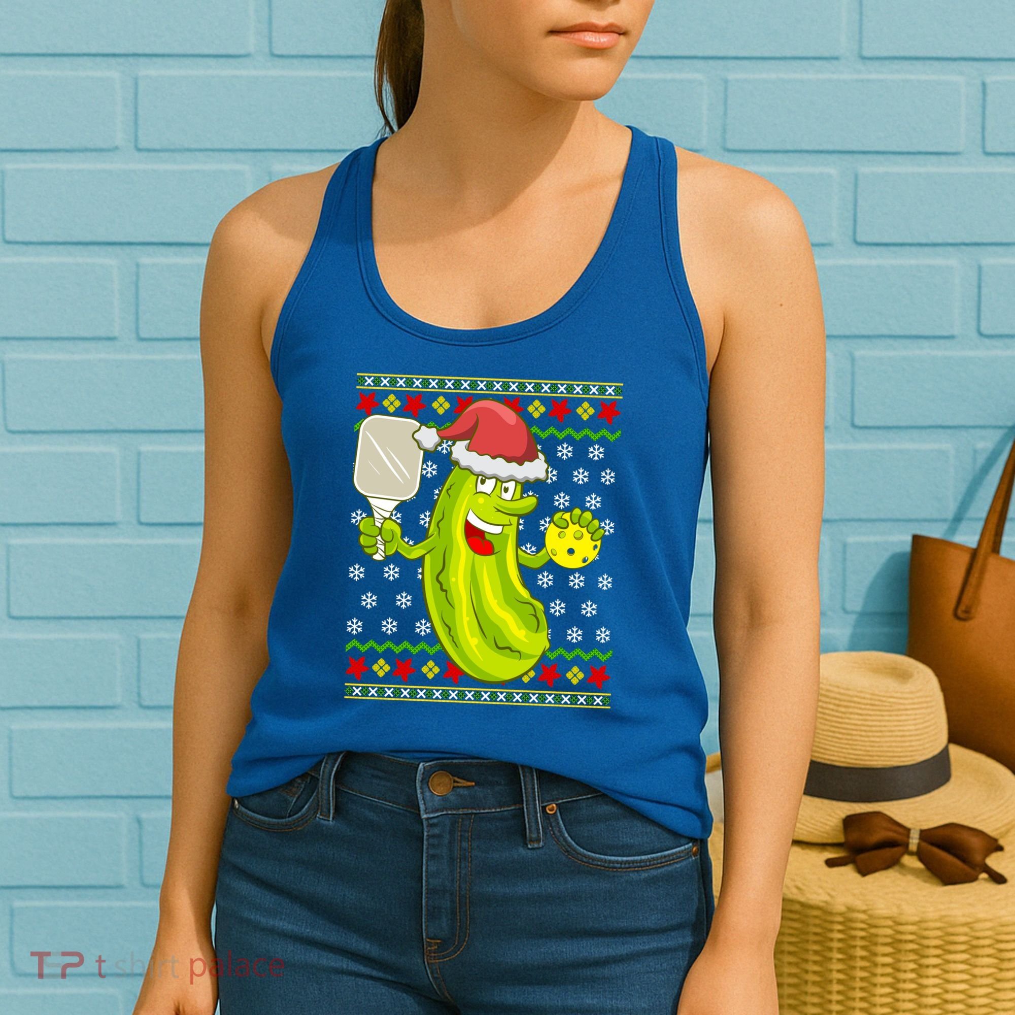Pickleball Santa Claus Ugly Christmas Pattern Cool Gift Women's Tank Top