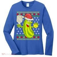 Pickleball Santa Claus Ugly Christmas Pattern Cool Gift Women's Long Sleeve Shirt thumb 0