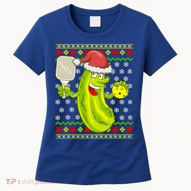 Pickleball Santa Claus Ugly Christmas Pattern Cool Gift Women's T-Shirt