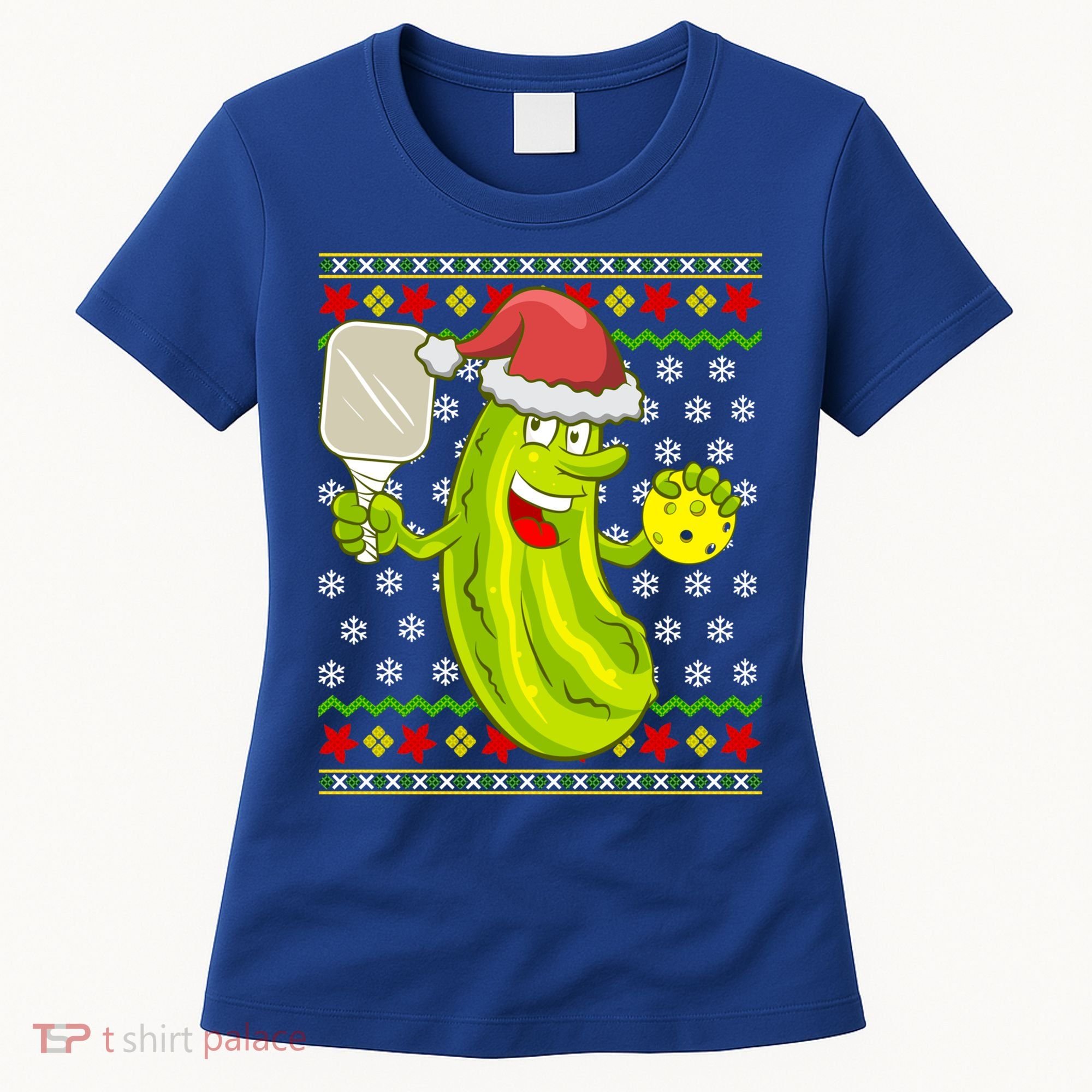 Pickleball Santa Claus Ugly Christmas Pattern Cool Gift Women's T-Shirt