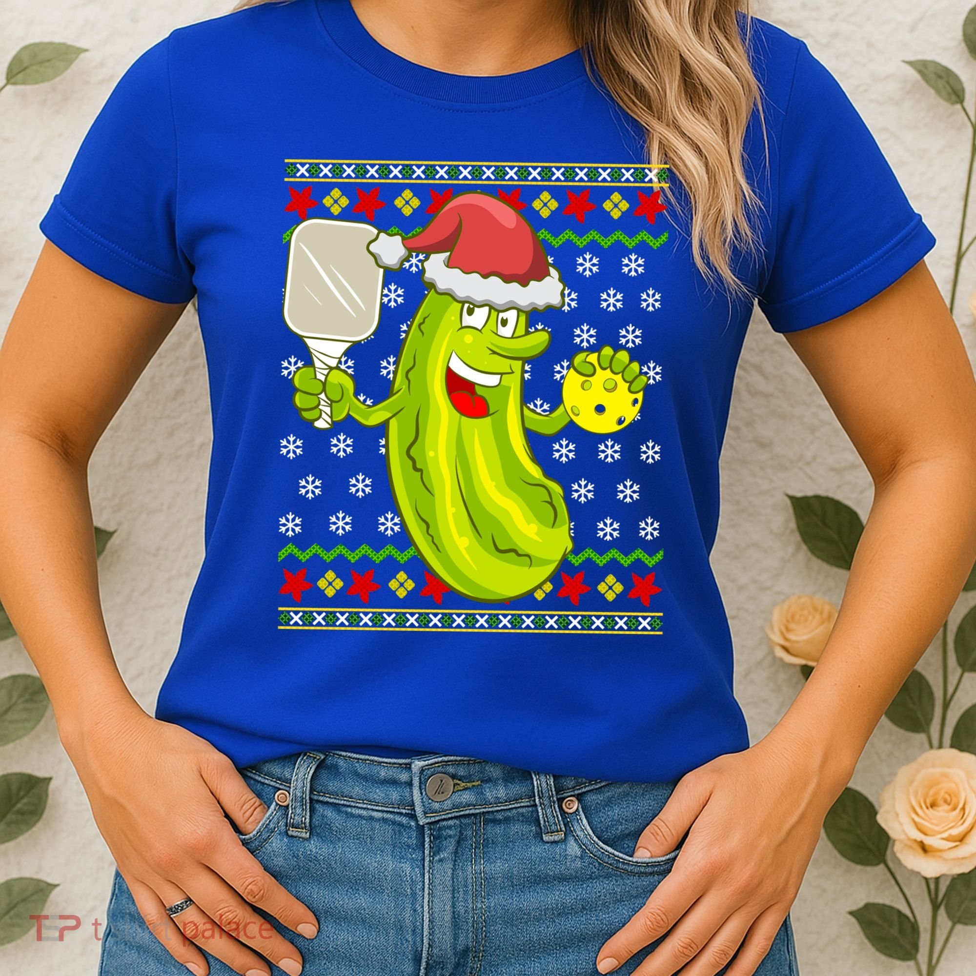 Pickleball Santa Claus Ugly Christmas Pattern Cool Gift Women's T-Shirt
