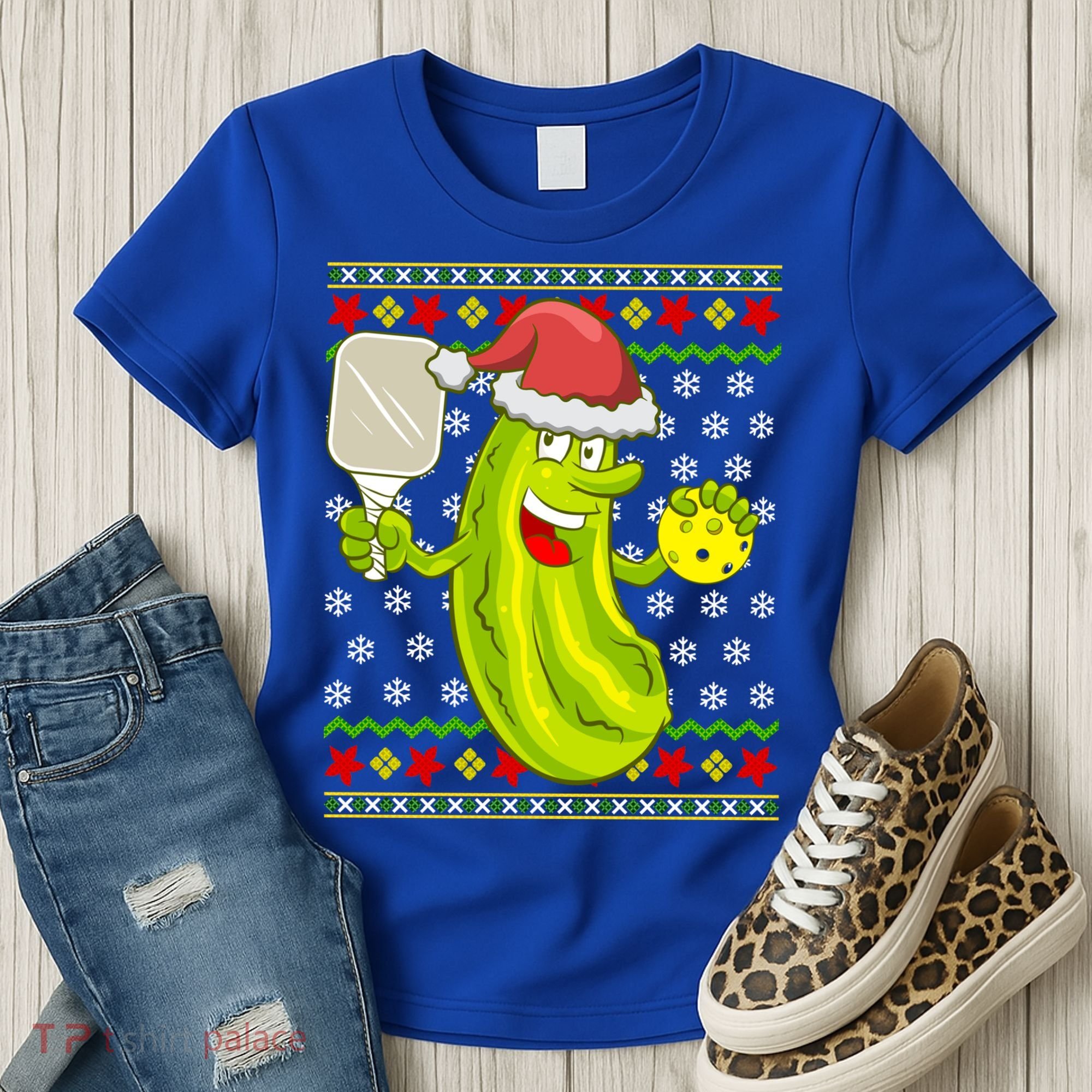 Pickleball Santa Claus Ugly Christmas Pattern Cool Gift Women's T-Shirt