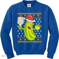 Pickleball Santa Claus Ugly Christmas Pattern Cool Gift Kids Sweatshirt thumb 0