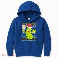 Pickleball Santa Claus Ugly Christmas Pattern Cool Gift Kids Hoodie thumb 0