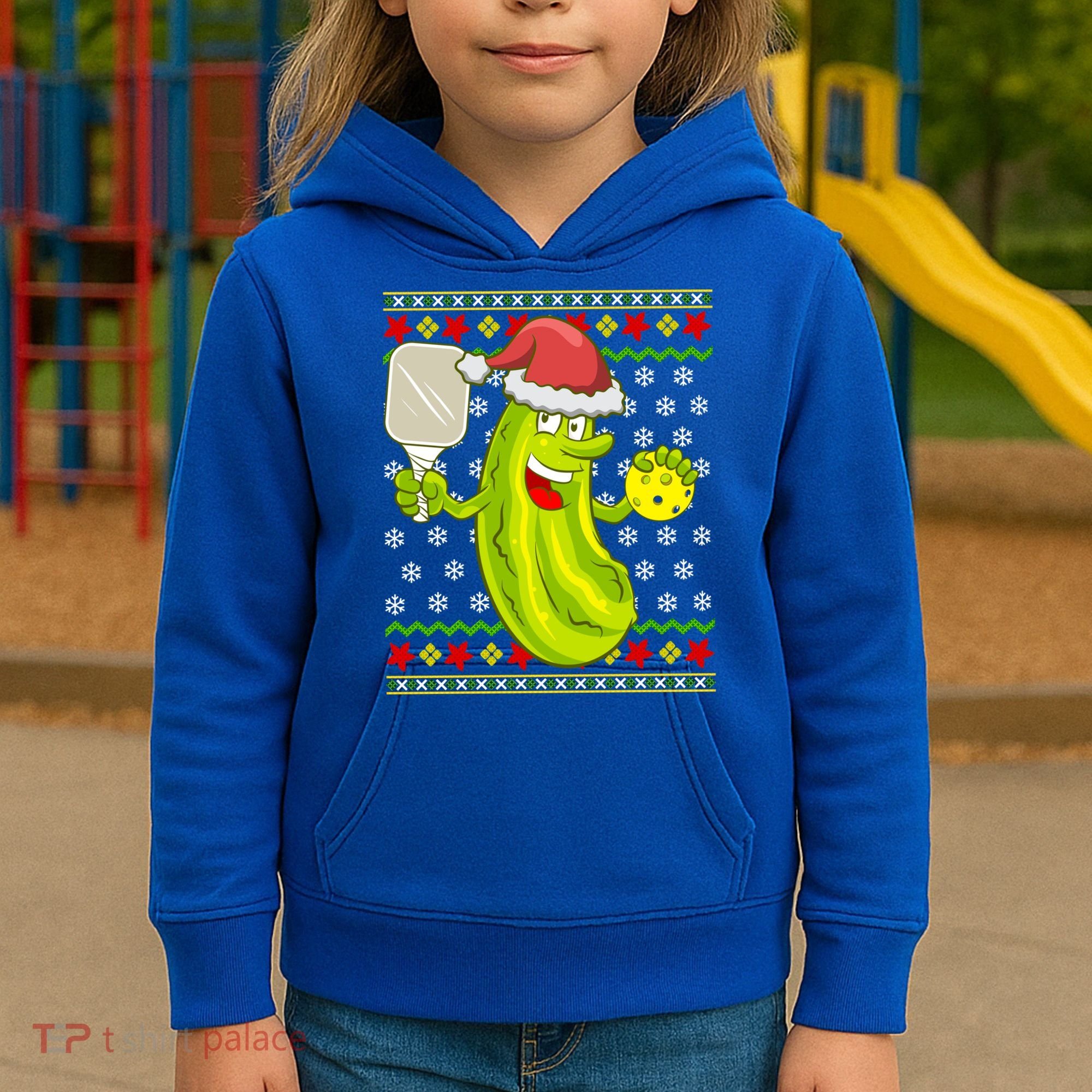 Pickleball Santa Claus Ugly Christmas Pattern Cool Gift Kids Hoodie