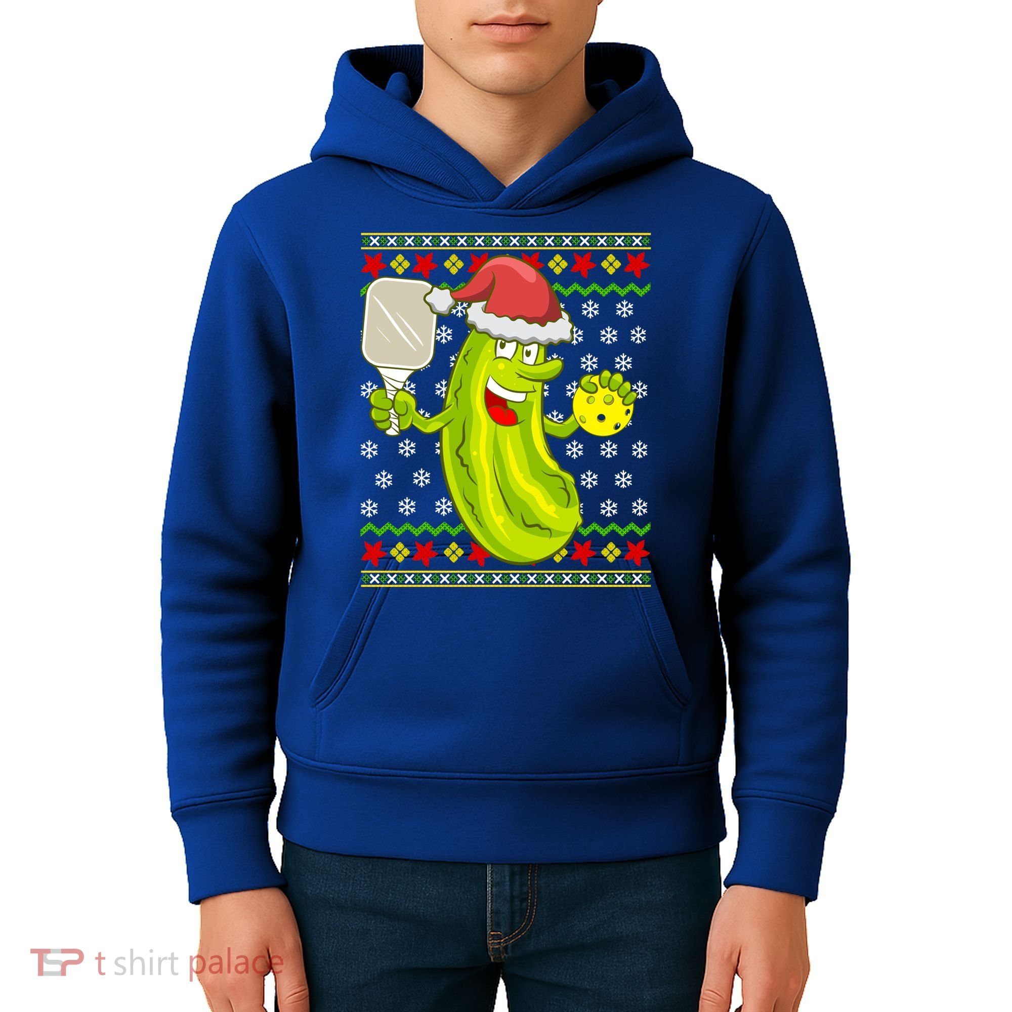Pickleball Santa Claus Ugly Christmas Pattern Cool Gift Kids Hoodie