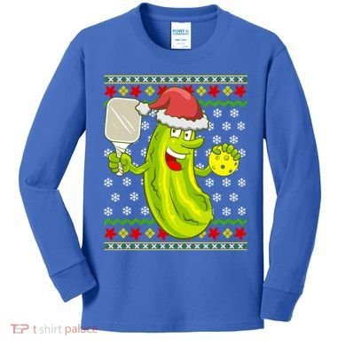 Pickleball Santa Claus Ugly Christmas Pattern Cool Gift Kids Long Sleeve Shirt