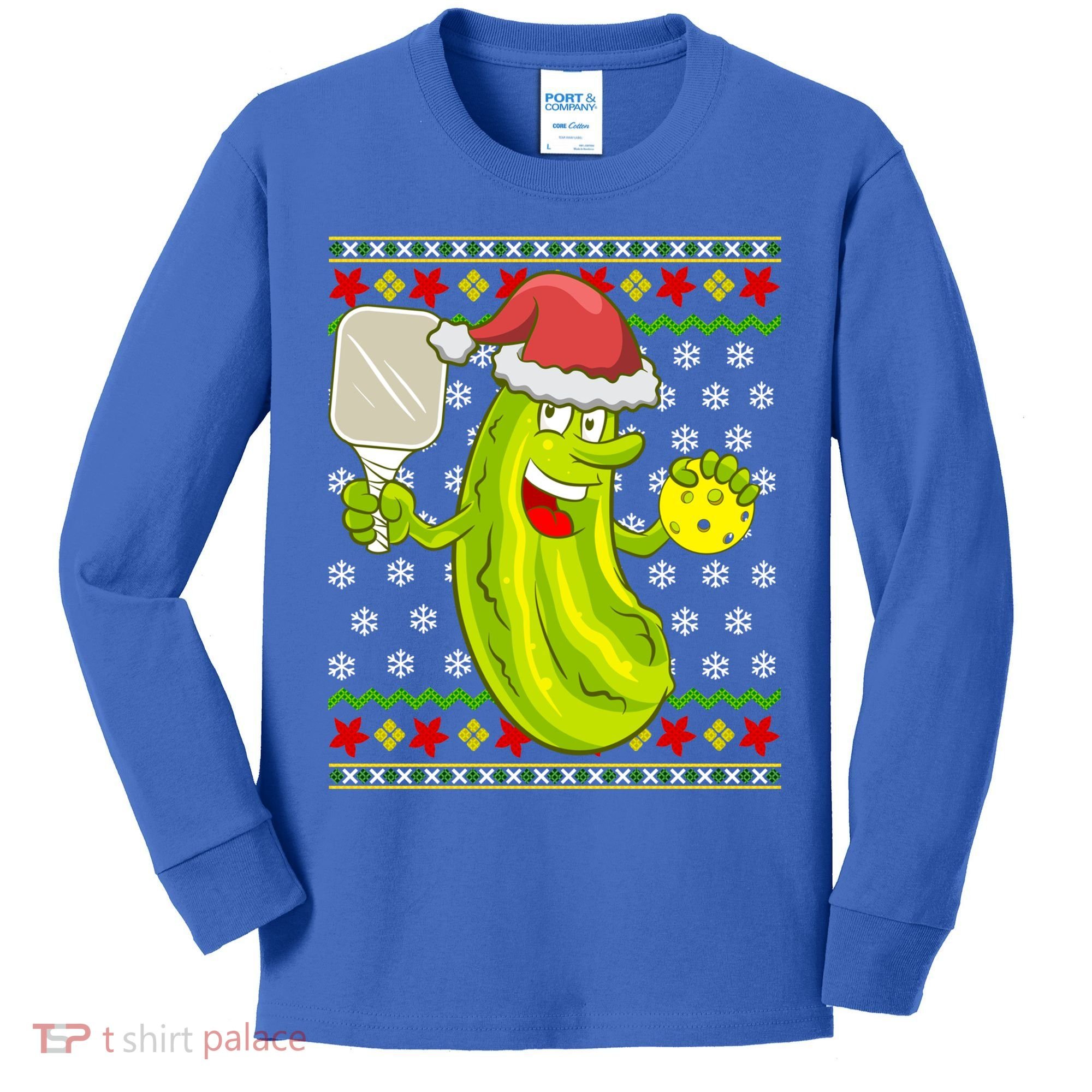 Pickleball Santa Claus Ugly Christmas Pattern Cool Gift Kids Long Sleeve Shirt