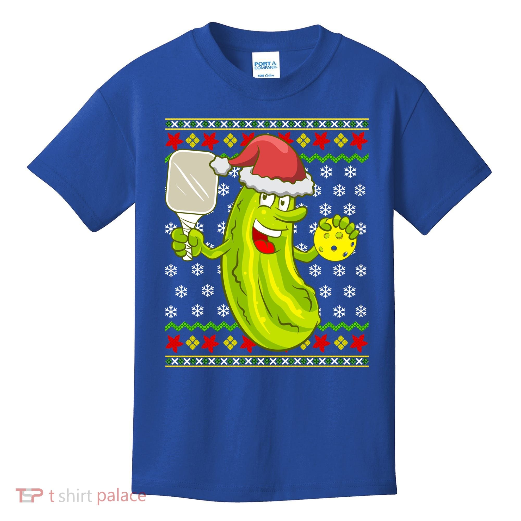 Pickleball Santa Claus Ugly Christmas Pattern Cool Gift Kids T-Shirt