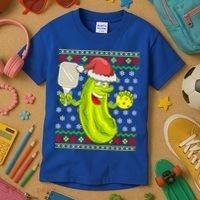 Pickleball Santa Claus Ugly Christmas Pattern Cool Gift Kids T-Shirt thumb 3