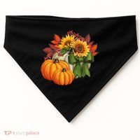 Pumpkin Sunflower Cute Floral Fall Autumn Season USA-Made Doggie Bandana thumb 0