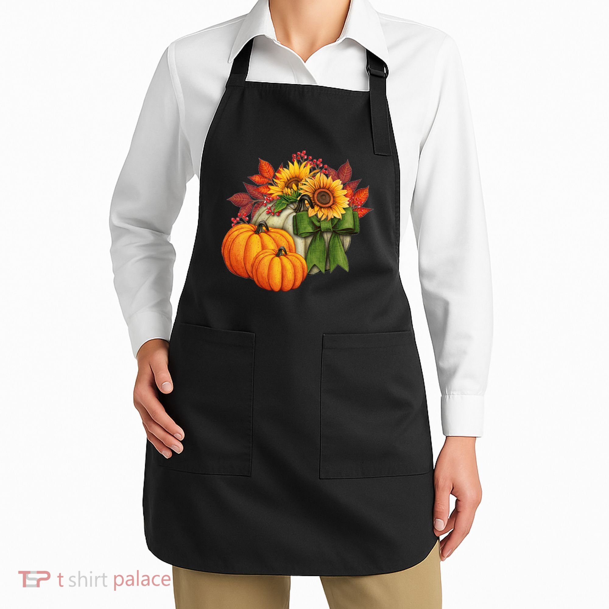 Pumpkin Sunflower Cute Floral Fall Autumn Season Apron
