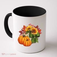 Pumpkin Sunflower Cute Floral Fall Autumn Season Coffee Mug thumb 0
