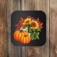 Pumpkin Sunflower Cute Floral Fall Autumn Season Coaster thumb 0