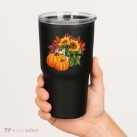 Pumpkin Sunflower Cute Floral Fall Autumn Season Tumbler thumb 2