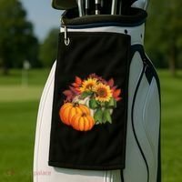 Pumpkin Sunflower Cute Floral Fall Autumn Season Golf Towel thumb 2