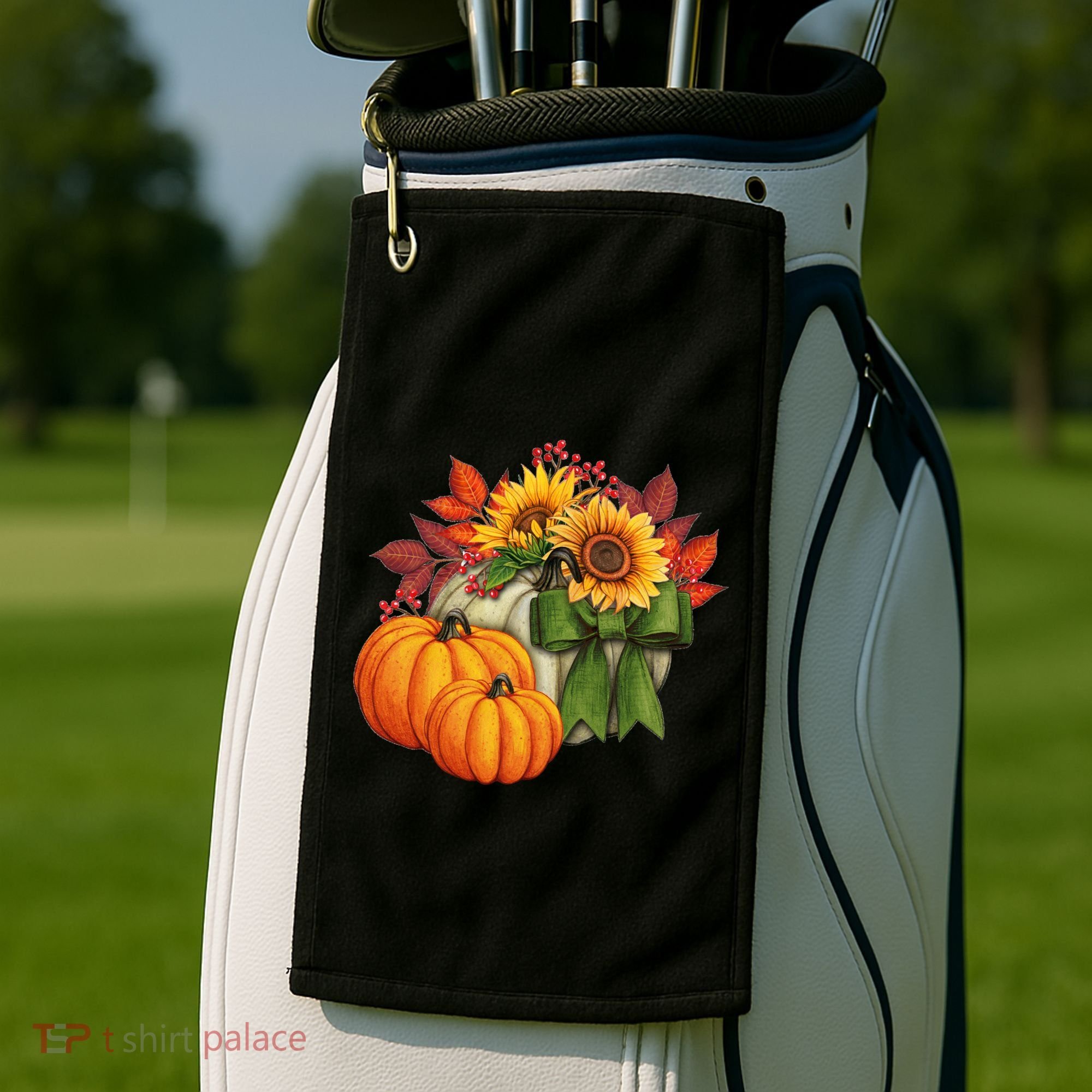 Pumpkin Sunflower Cute Floral Fall Autumn Season Golf Towel