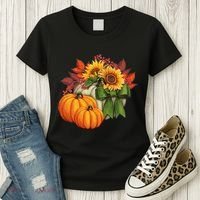 Pumpkin Sunflower Cute Floral Fall Autumn Season Women's T-Shirt thumb 3