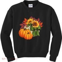 Pumpkin Sunflower Cute Floral Fall Autumn Season Kids Sweatshirt thumb 0