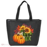 Pumpkin Sunflower Cute Floral Fall Autumn Season Tote Bag thumb 0