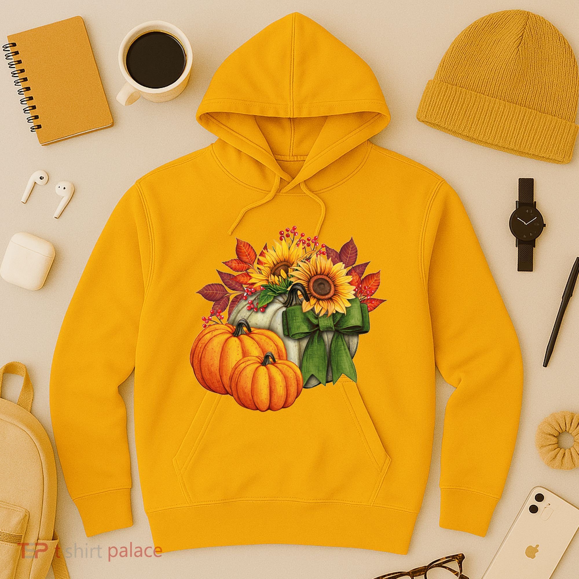 Pumpkin Sunflower Cute Floral Fall Autumn Season Hoodie