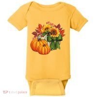 Pumpkin Sunflower Cute Floral Fall Autumn Season Baby Bodysuit thumb 0