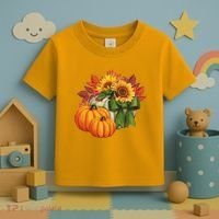Pumpkin Sunflower Cute Floral Fall Autumn Season Toddler T-Shirt thumb 3