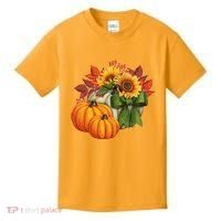 Pumpkin Sunflower Cute Floral Fall Autumn Season Kids T-Shirt thumb 0