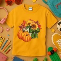 Pumpkin Sunflower Cute Floral Fall Autumn Season Kids T-Shirt thumb 3