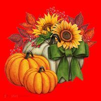 Pumpkin Sunflower Cute Floral Fall Autumn Season Santa Hat thumb 1