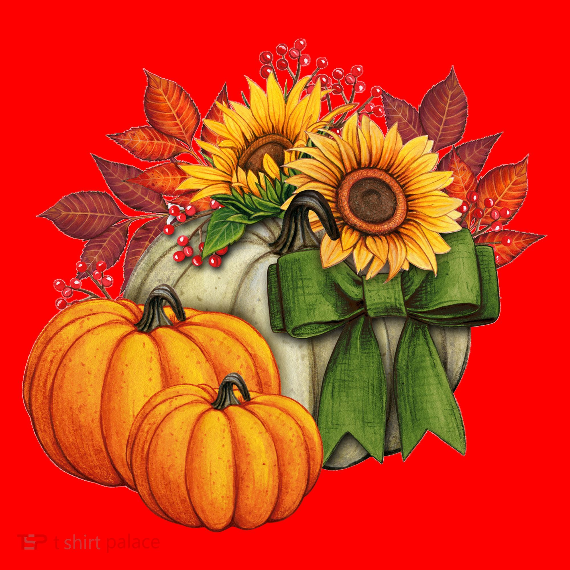Pumpkin Sunflower Cute Floral Fall Autumn Season Santa Hat