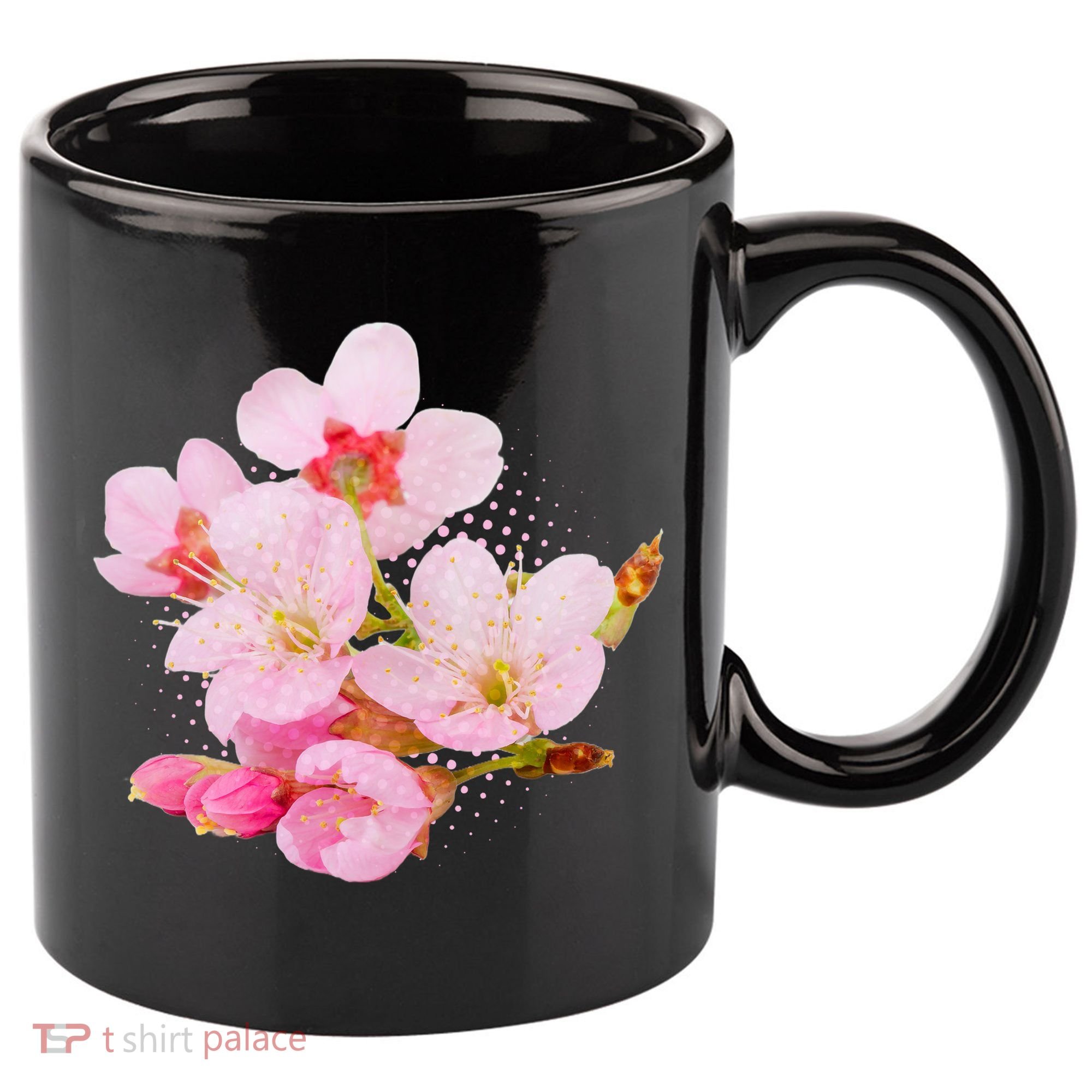 Pink Springtime Cherry Blossoms Sakura 11oz C Handle Ceramic Mug