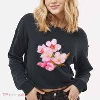Pink Springtime Cherry Blossoms Sakura Cropped Pullover Crew thumb 2