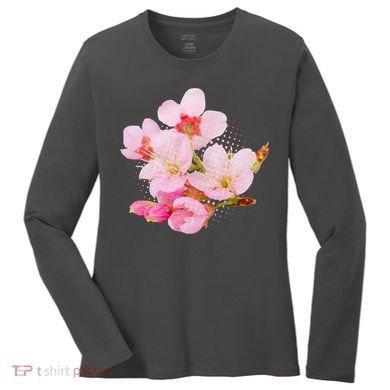 Pink Springtime Cherry Blossoms Sakura Women's Long Sleeve Shirt